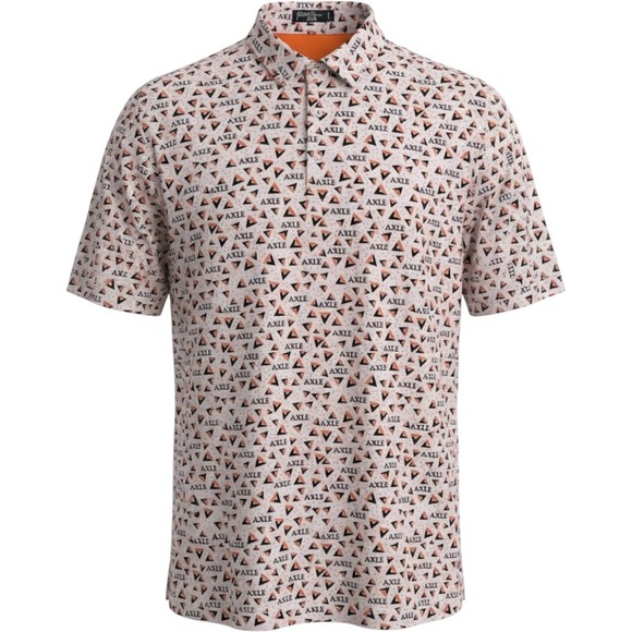 Inward Half Other - Inward Half Golf Polo Mns L White Orange Polyester Spandex Axle Print Sporty Top